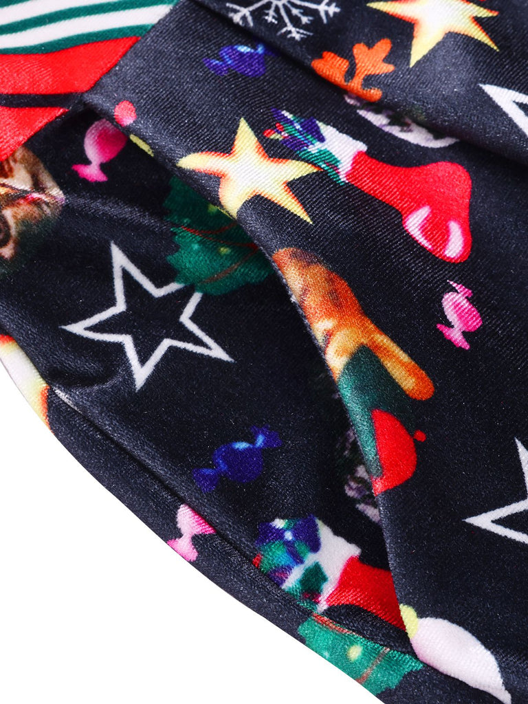 She finds her 1940s story in this 1940s Christmas Cat Spaghetti Strap Velvet Jumpsuit