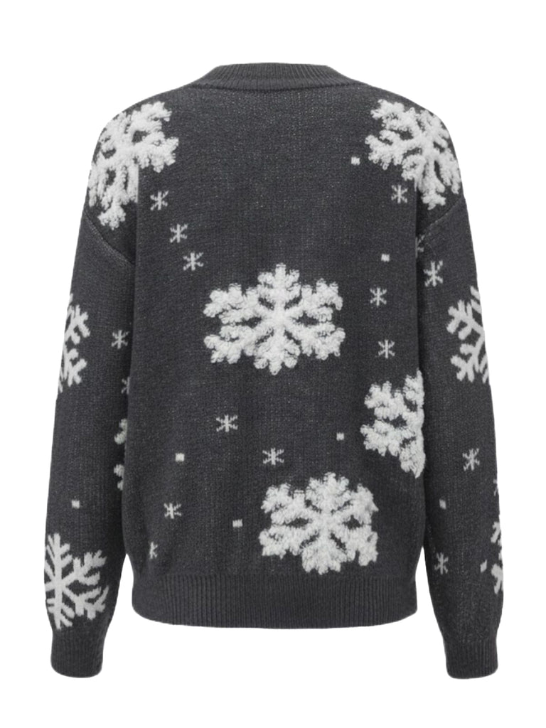 1940s Christmas Fleece-Snowflake Turtleneck Sweater - vintage fashion, retro style