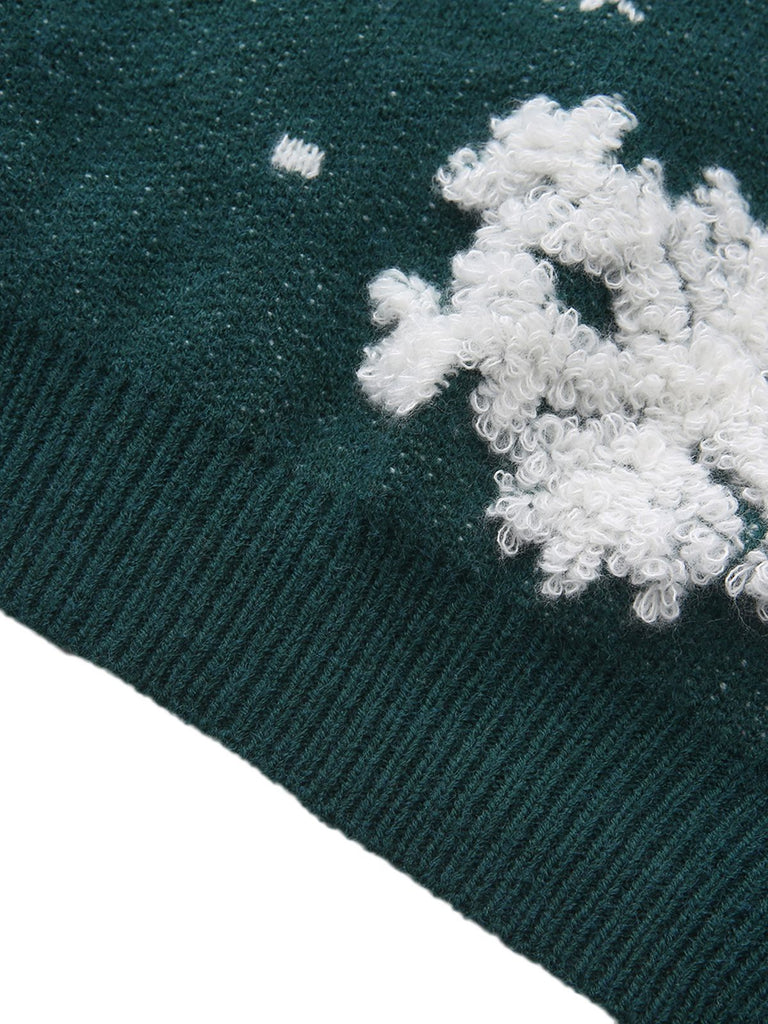1940s Christmas Fleece-Snowflake Turtleneck Sweater - vintage fashion, retro style