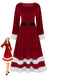 1940s Christmas Santa Faux Fur Trim Velvet Dress - vintage dress, retro fashion