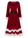 1940s Christmas Santa Faux Fur Trim Velvet Dress - vintage dress, retro fashion