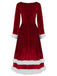 1940s Christmas Santa Faux Fur Trim Velvet Dress - vintage dress, retro fashion