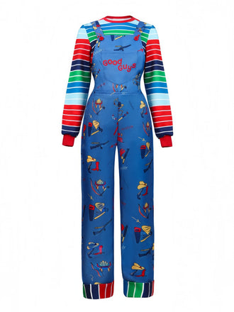1940s Chucky Doll Striped Dungarees Cosplay Set - vintage fashion, retro style