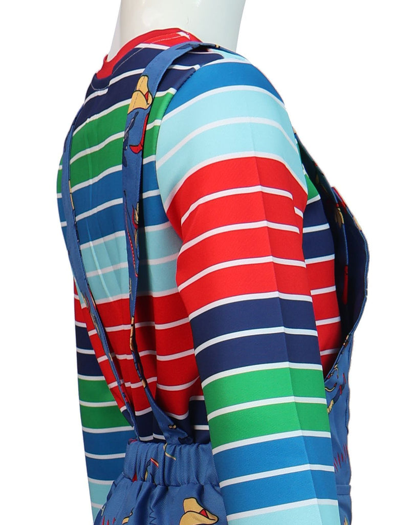 1940s Chucky Doll Striped Dungarees Cosplay Set - vintage fashion, retro style