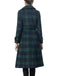 Green 1940s Notched Collar Blackwatch Plaid Long Coat - vintage fashion, retro style, classic black