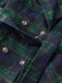 Green 1940s Notched Collar Blackwatch Plaid Long Coat - vintage fashion, retro style, classic black