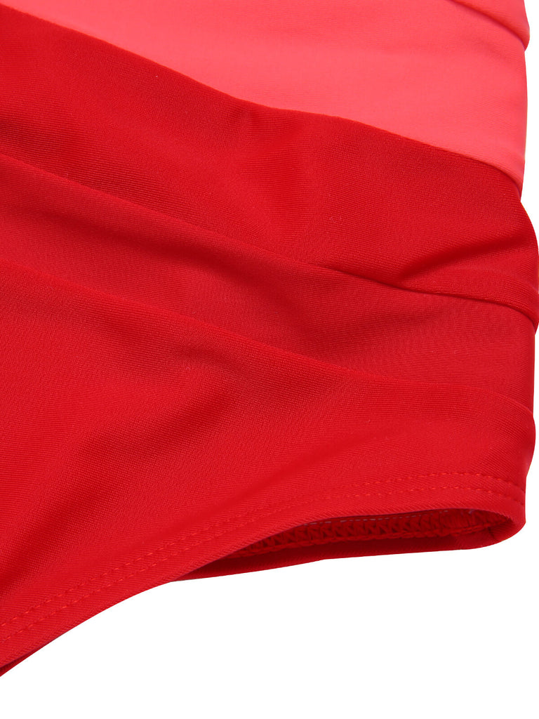 She's wearing 1940s Color Block One Shoulder One-Piece Swimsuit and the whole beach remembers the 1940s