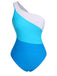 1940s Color Block One Shoulder One-Piece Swimsuit — because 1940s glamour never goes out of style