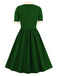 1940s Color Contrast Button Lapel Bow Dress — vintage elegance for the modern woman