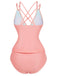 1940s Colorblock Deep V Crisscross Back Tankini Set - vintage fashion, retro style