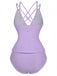 1940s Colorblock Deep V Crisscross Back Tankini Set - vintage fashion, retro style