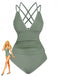 1940s Colorblock Deep V Crisscross Back Tankini Set - vintage fashion, retro style
