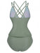 1940s Colorblock Deep V Crisscross Back Tankini Set - vintage fashion, retro style