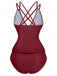 1940s Colorblock Deep V Crisscross Back Tankini Set - vintage fashion, retro style