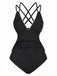 1940s Colorblock Deep V Crisscross Back Tankini Set - vintage fashion, retro style