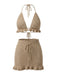 1940s Crochet Knit Ruffle Trim Cover-up Set - bohemian cover up, beach wear for vintage lovers