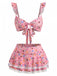 1940s Ditsy Floral Ruffle Strap Lace Trim Bikini Set, vintage swimsuit, pin-up swimwear - perfect for women who love vintage and retro fashion