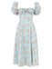 1940s Ditsy Floral Square Neck Slit Dress, vintage dress, retro fashion, floral print - perfect for women who love vintage and retro fashion