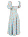 1940s Ditsy Floral Square Neck Slit Dress, vintage dress, retro fashion, floral print - perfect for women who love vintage and retro fashion