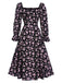 1940s Drawstring Slit Square Neck Floral Dress, vintage dress, retro fashion, floral print - perfect for women who love vintage and retro fashion