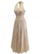 Apricot 1940s Linen V-Neck Sleeveless Belted Maxi Dress - vintage dress, retro fashion