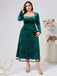 2PCS Green 1940s Velvet Sweetheart Mesh Dress & Coat - vintage dress, retro fashion