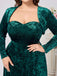 2PCS Green 1940s Velvet Sweetheart Mesh Dress & Coat - vintage dress, retro fashion