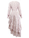 Multicolor 1940s Floral V-Neck Irregular Ruffle Hem Dress - vintage dress, retro fashion