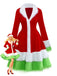 Red & Green 1940s Christmas Grinch Fur Trimmed Dress - vintage dress, retro fashion, elegant red