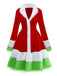 Red & Green 1940s Christmas Grinch Fur Trimmed Dress - vintage dress, retro fashion, elegant red
