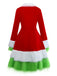 Red & Green 1940s Christmas Grinch Fur Trimmed Dress - vintage dress, retro fashion, elegant red