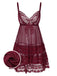 1940s Embroidered Lace Butterfly Sheer Nightgown: 