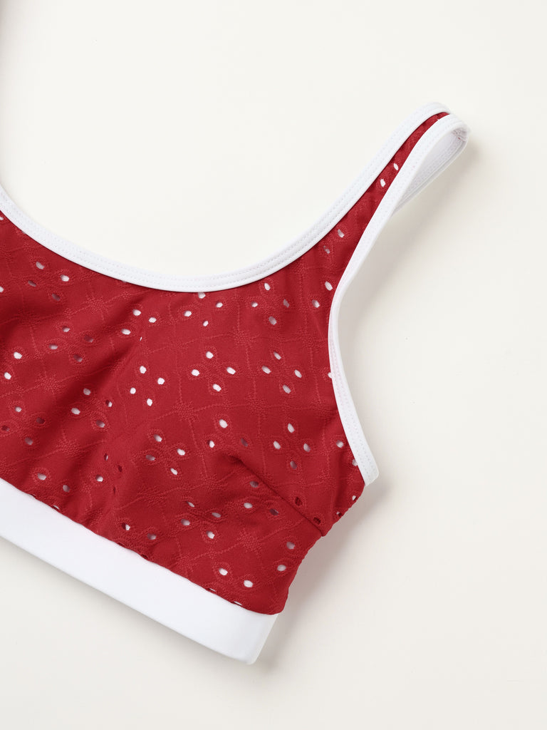 1940s Eyelet High Waisted Color Block Tankini Set, vintage fashion, retro style - perfect for women who love vintage and retro fashion