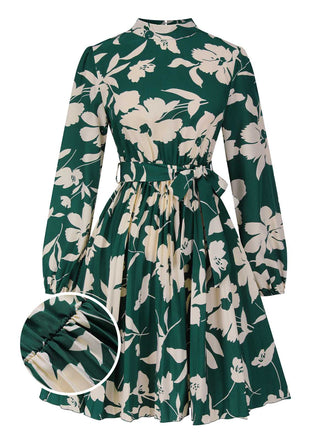 She slips into this 1940s Floral Belted Pleated Dress and suddenly it's a 1940s daydream