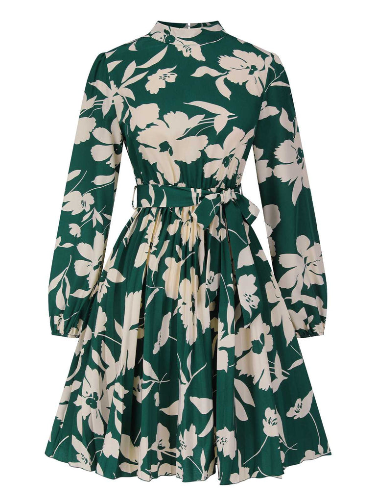 1940s Floral Belted Pleated Dress: where 1940s romance meets her modern spirit