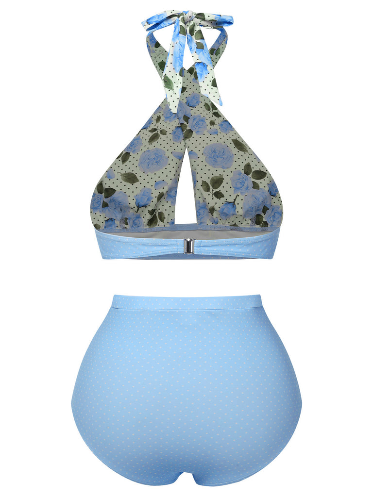 1940s Floral Cross Halter Swimsuit — because 1940s glamour never goes out of style