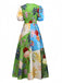 1940s Floral Doodle Puff Sleeve Dress - vintage dress, retro fashion