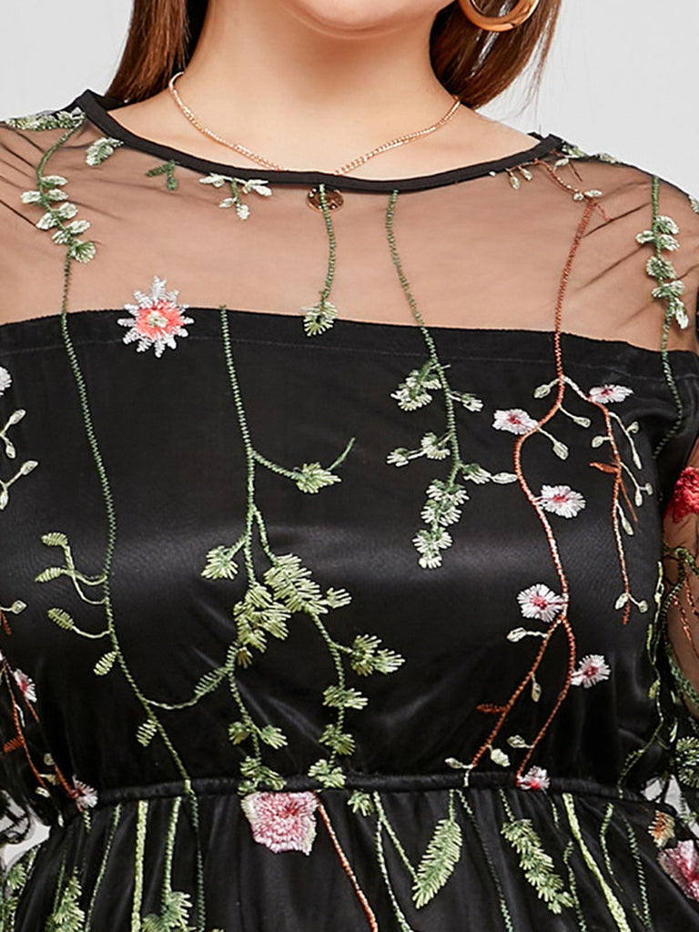 1940s Floral Embroidered Mesh Dress — the kind of 