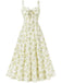 1940s Floral Lace-Up Wide Strap Dress - vintage dress, retro fashion
