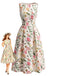 1940s Floral Print Sleeveless A-Line Dress