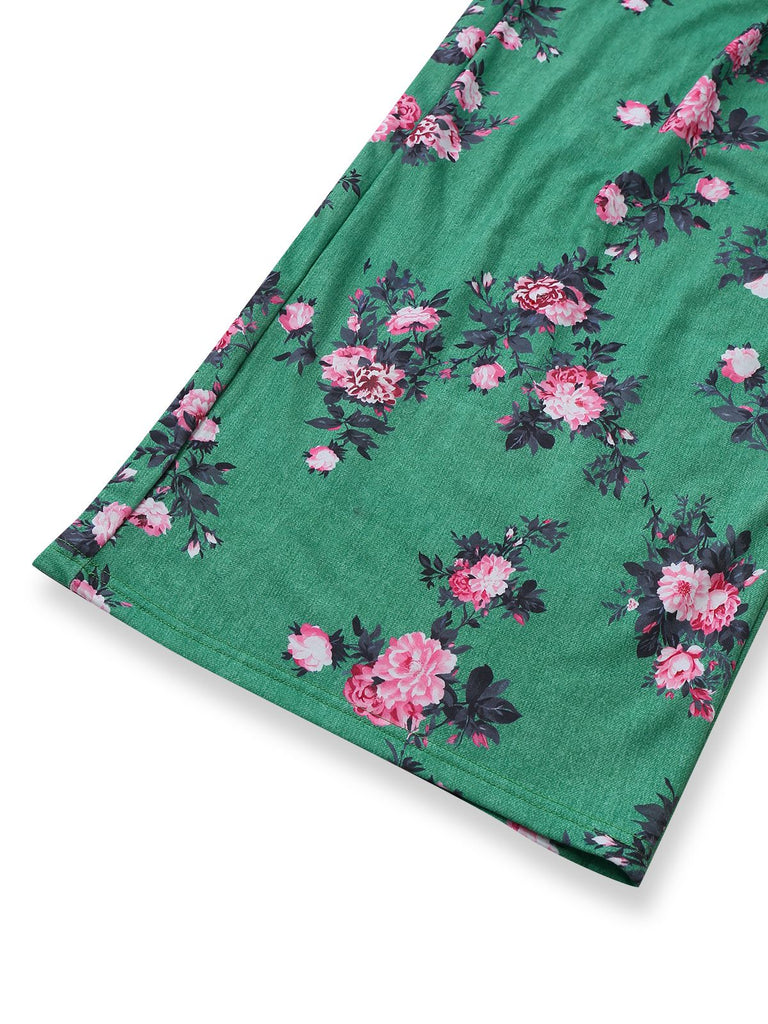 1940s Floral Print Wide-Legged Jumpsuit - vintage jumpsuit, retro fashion