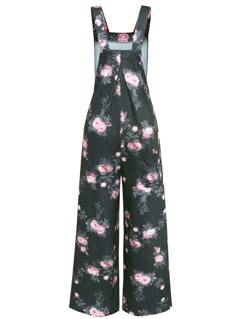 1940s Floral Print Wide-Legged Jumpsuit - vintage jumpsuit, retro fashion