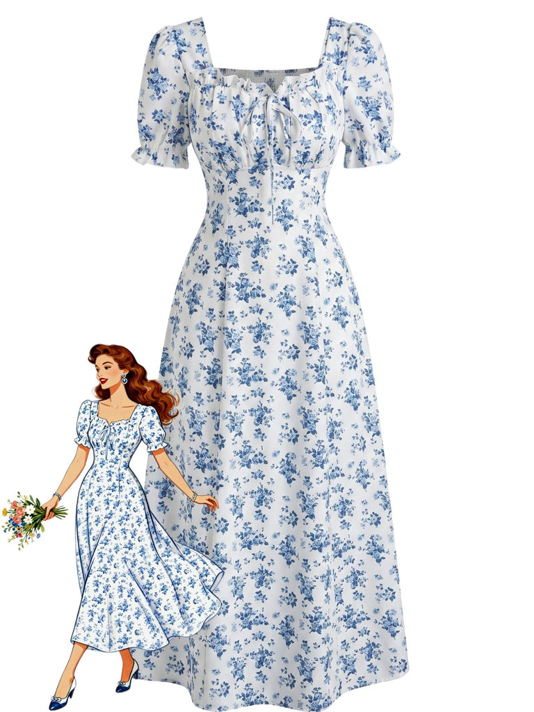 1940s Puff Sleeve Ruffle Dress 4