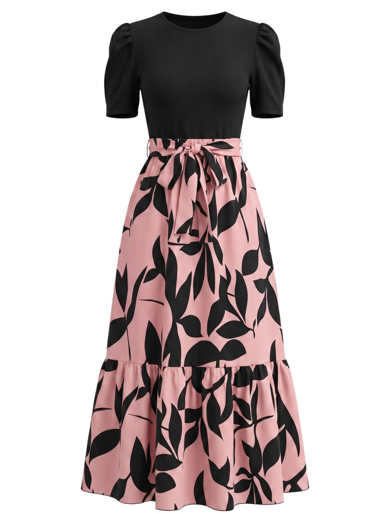 1940s Print Round Neck Dress 4