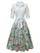 1940s Floral Shirt Neck Belt Dress - vintage dress, retro fashion, elegant style for vintage lovers