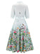 1940s Floral Shirt Neck Belt Dress: beautiful vintage dress, retro fashion, elegant style with timeless appeal