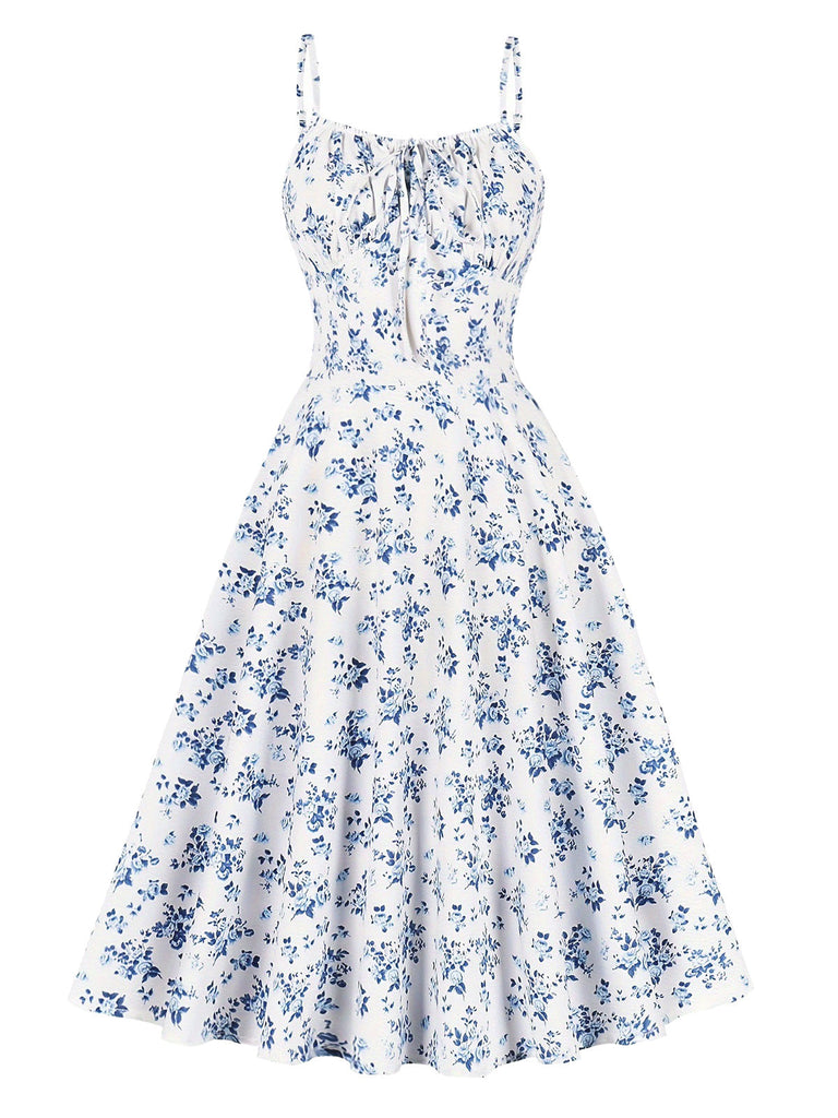 1940s Floral Spaghetti Strap Dress 6