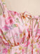 1940s Floral Spaghetti Strap Tie-Front Chiffon A-Line Dress - vintage dress, retro fashion, floral print for vintage lovers