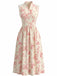 1940s Floral Stand Collar Lace Midi Dress - vintage dress, retro fashion, floral print, lace detail for vintage lovers