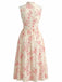 1940s Floral Stand Collar Lace Midi Dress - vintage dress, retro fashion, floral print, lace detail for vintage lovers